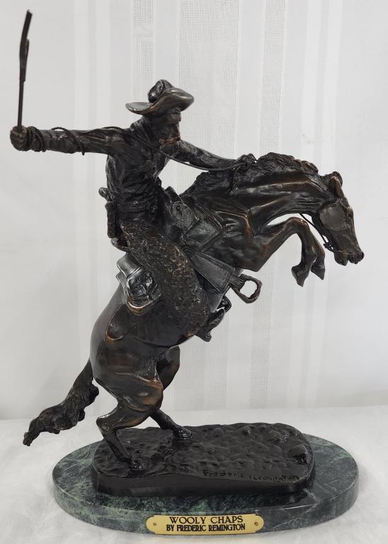 Signed "Wooly Chaps" Remington Bronze Restrike (1 of 8)