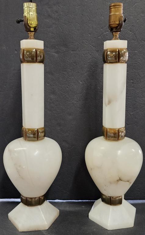 Pair of Mid Century Modern Alabaster Lamps (1 of 6)