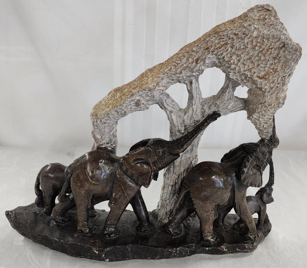 Stone Elephant Carved Sculpture (1 of 8)