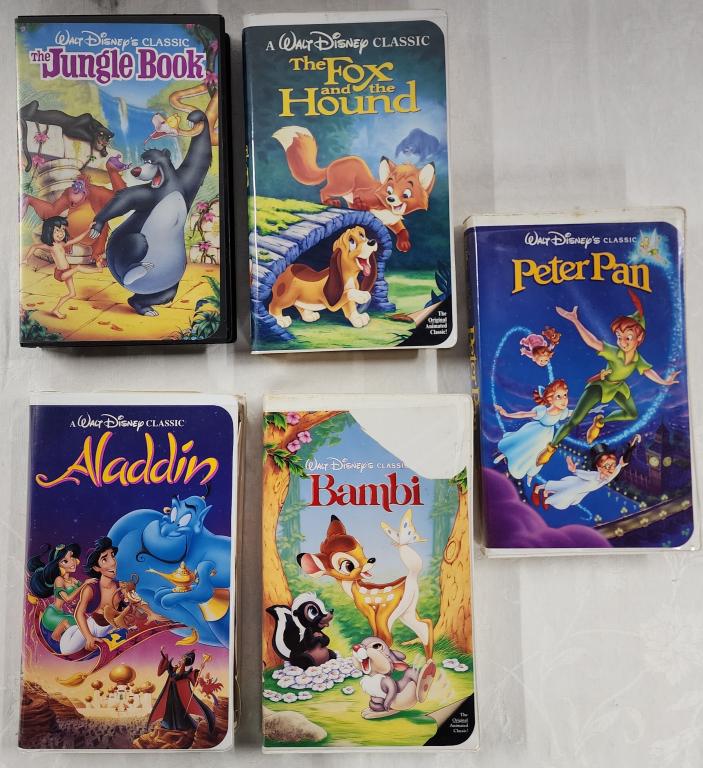 Collection of 5 Vintage Disney VHS Cassette Tapes: Collection of 5 vintage Disney VHS cassette tapes. - Walt Disney classics. Photos are considered part of description and condition.