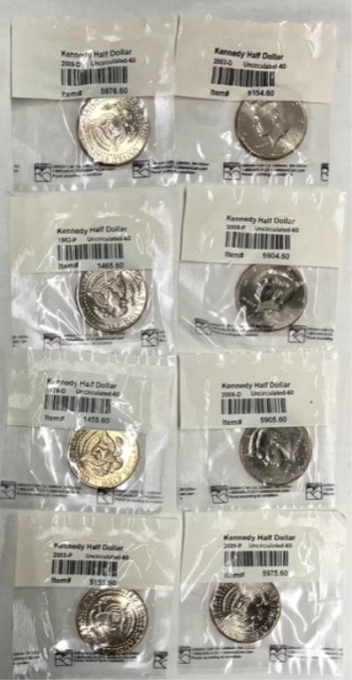 8 Uncirculated Kennedy Half Dollars (1 of 18)
