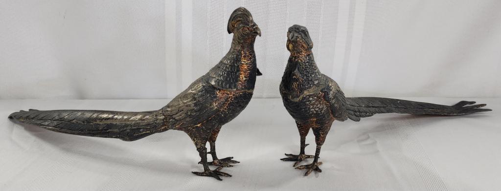 Pair of Large Vintage Style Metal Pheasants (1 of 9)