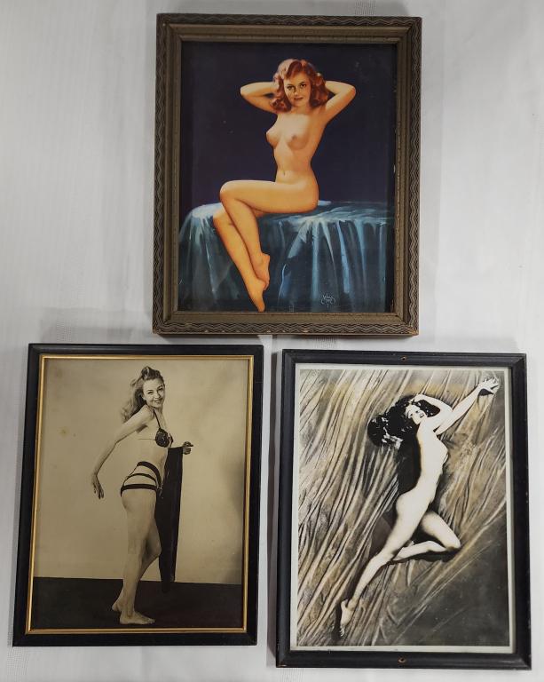 Collection of 3  Vintage Framed Pinup Prints (1 of 6)