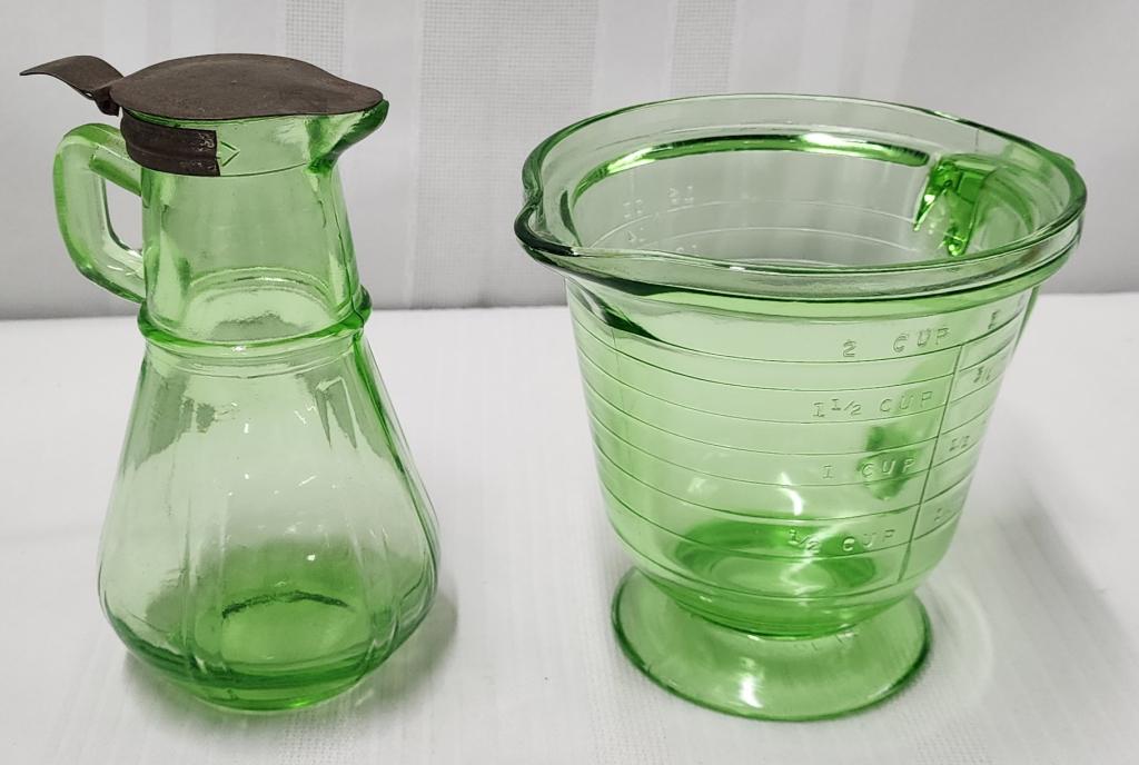 Vaseline Glass Measuring Glass & Syrup Pitcher (1 of 11)