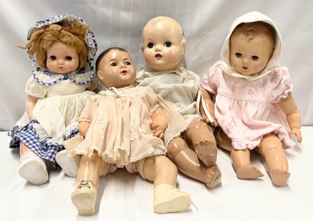 4 Vintage Dolls: 4 Vintage dolls. - 16" Madame Alexander "Dionne". - 16" Effanbee. - 20" Horsman with working crier. - 19" Unmarked doll. All have open/close eyes and composite heads, cloth bodies and are in used/vint