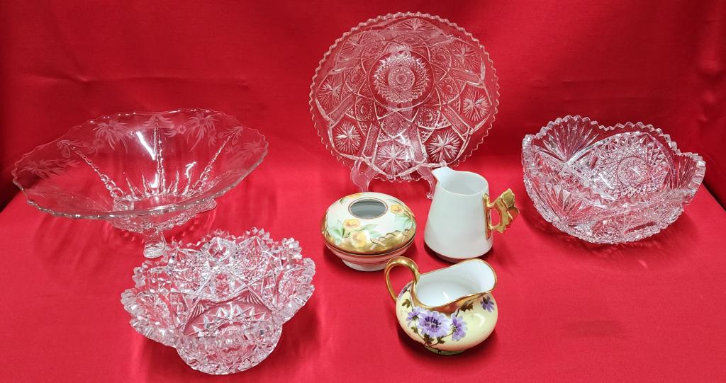 Assorted Painted Porcelain and Cut Glass Pieces (1 of 12)