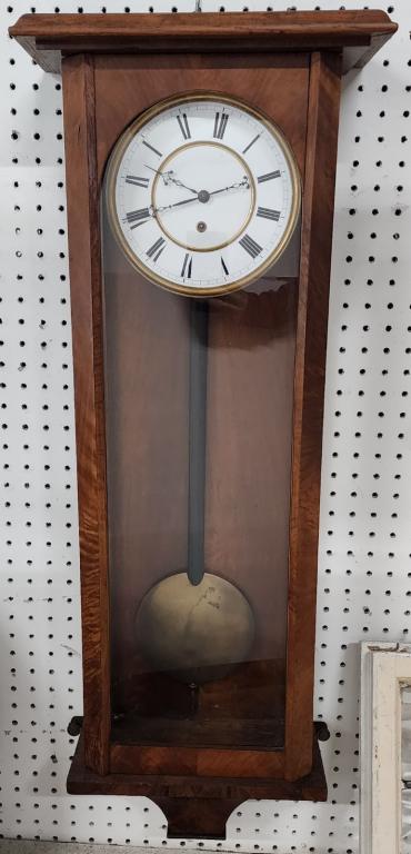 Wall Clock with Pendulum, Key & Unattached Weight (1 of 9)