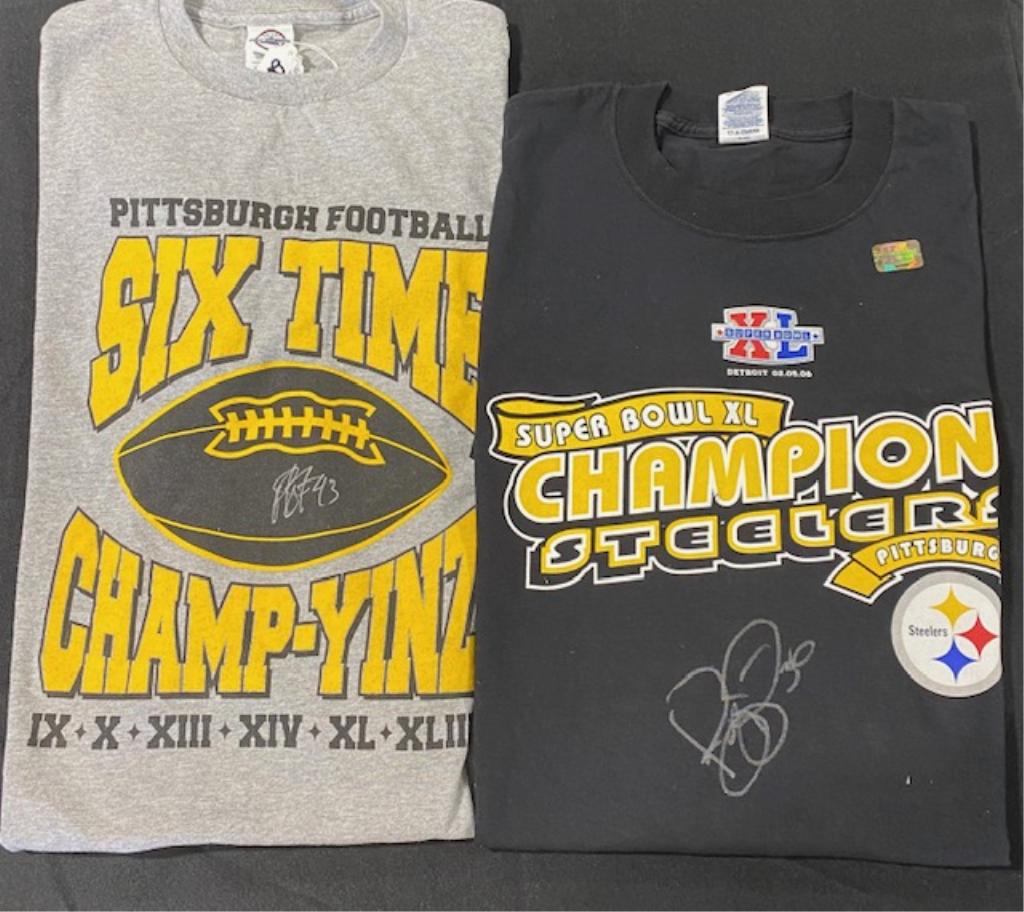 2 Signed Pittsburgh Steelers T-Shirts (1 of 9)
