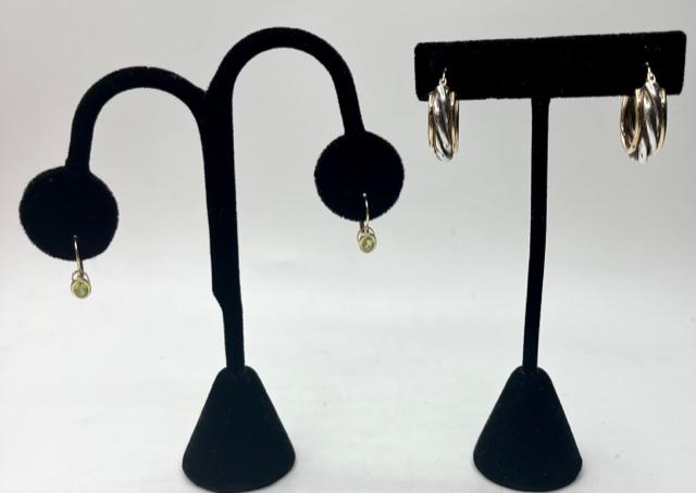 14k Green Stone Dangle & 14k/925 Hoop Earrings (1 of 16)