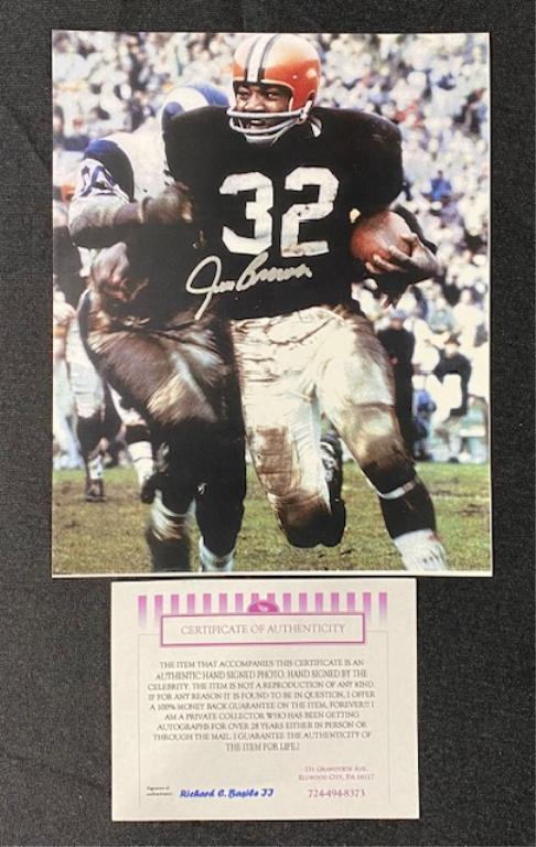Signed Cleveland Browns Jim Brown Picture w/ COA (1 of 5)