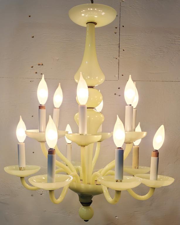 Beautiful Vaseline Glass Chandelier (1 of 7)