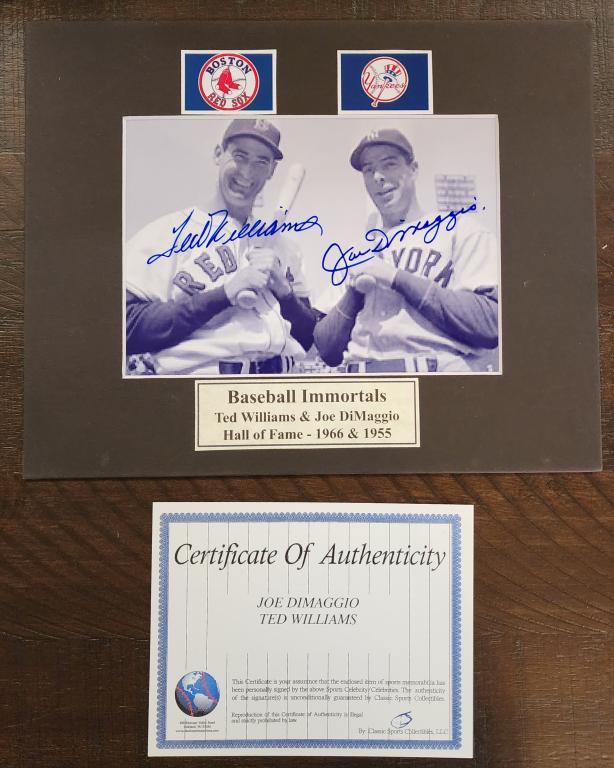 Signed Ted Williams & Joe DiMaggio Photo w/ COA (1 of 4)