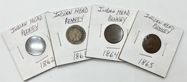 4 Collectible Indian Head Pennies - 1962-1965 (1 of 13)