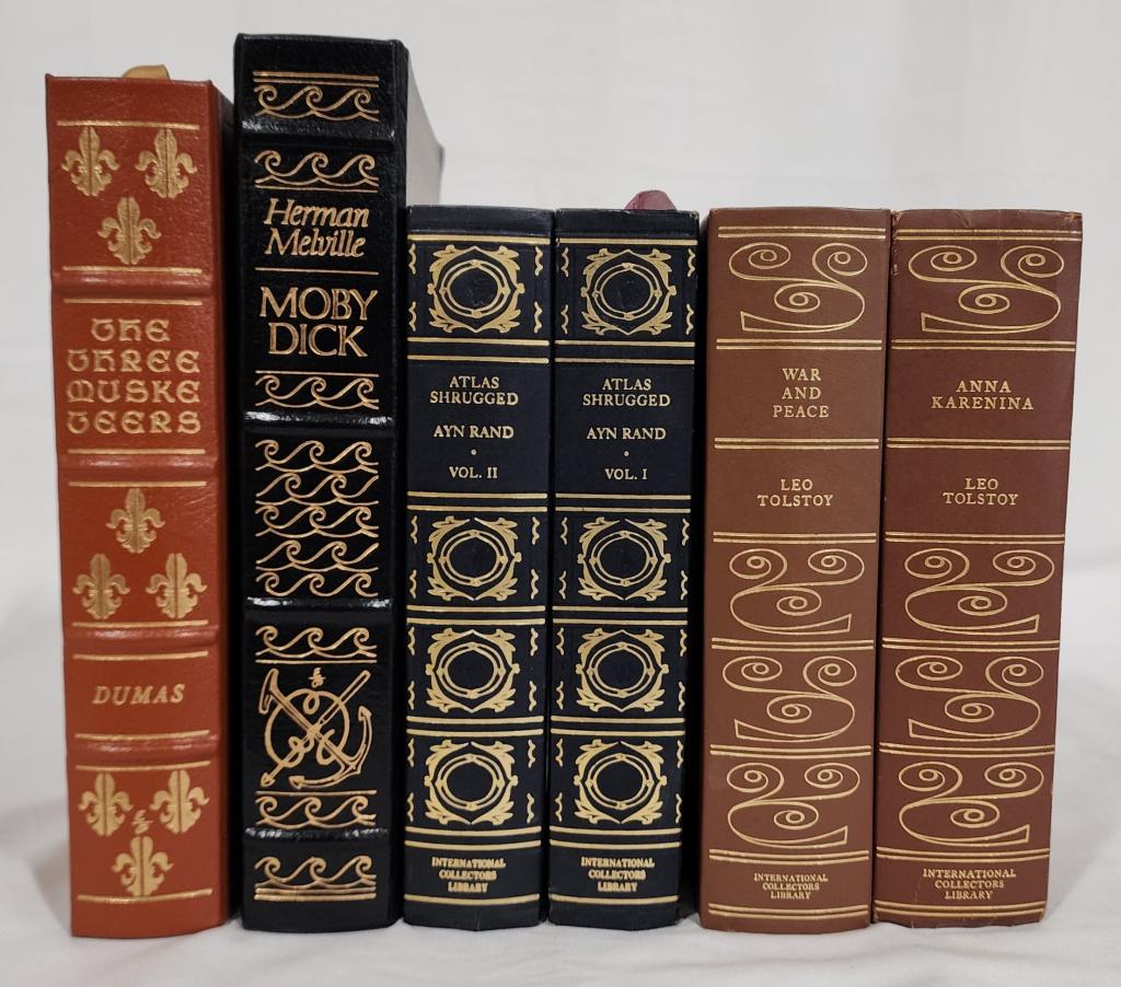 Collection of 6 Hardback Collectible Books: Collection of 6 Hardcover Collectible Books. Assorted Authors. *Leo Tolstoy. War and Peace. Anna Karenina. *Ayn Rand. Atlas Shrugged. Vol I and Vol II. *Herman Melville. Moby Dick. *Alexandre Dumas. T
