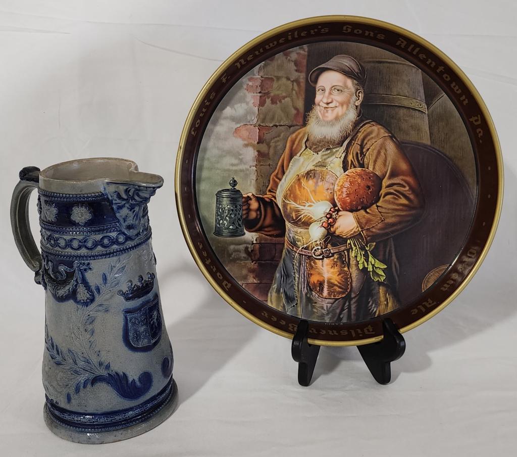 Collectibles Salt Glaze Stein & Tin Tray (1 of 13)