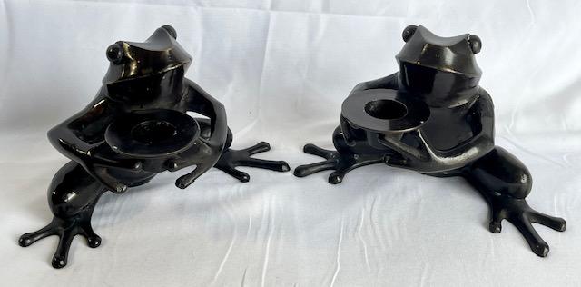 Pair of Restoration Hardware Frog Candle Holders (1 of 6)