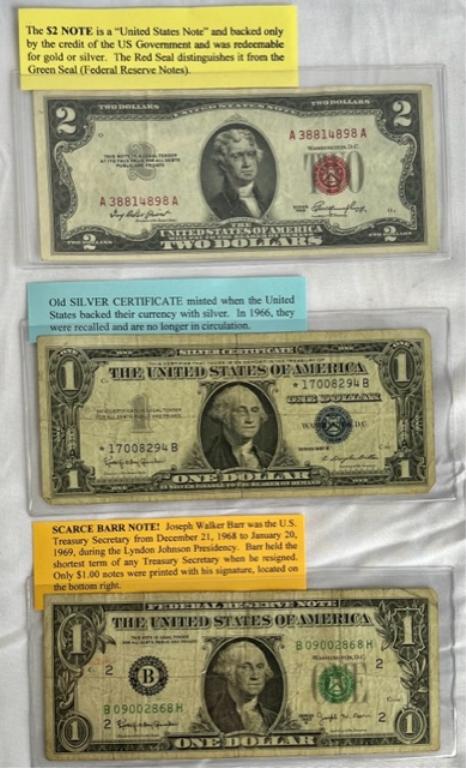Barr Note/ Silver Certificate/ $2 Note (1 of 10)