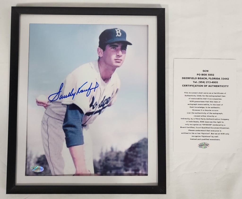 Signed & Framed Sandy Koufax Picture w/ COA (1 of 4)