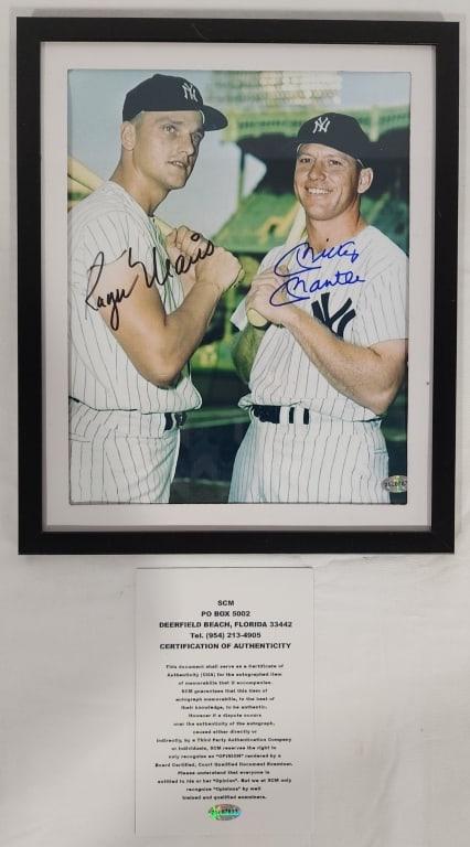 Signed Mantle & Maris Framed Picture w/ COA (1 of 5)