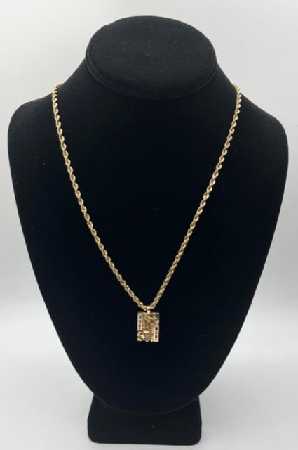 14k Rope Chain w/ 14k Nugget Pendant - 24.4g TW (1 of 10)