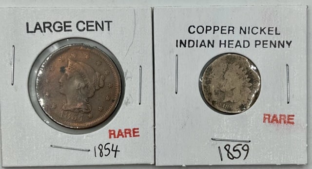 1859 Indian Head Penny & 1854 Large Cent (1 of 7)