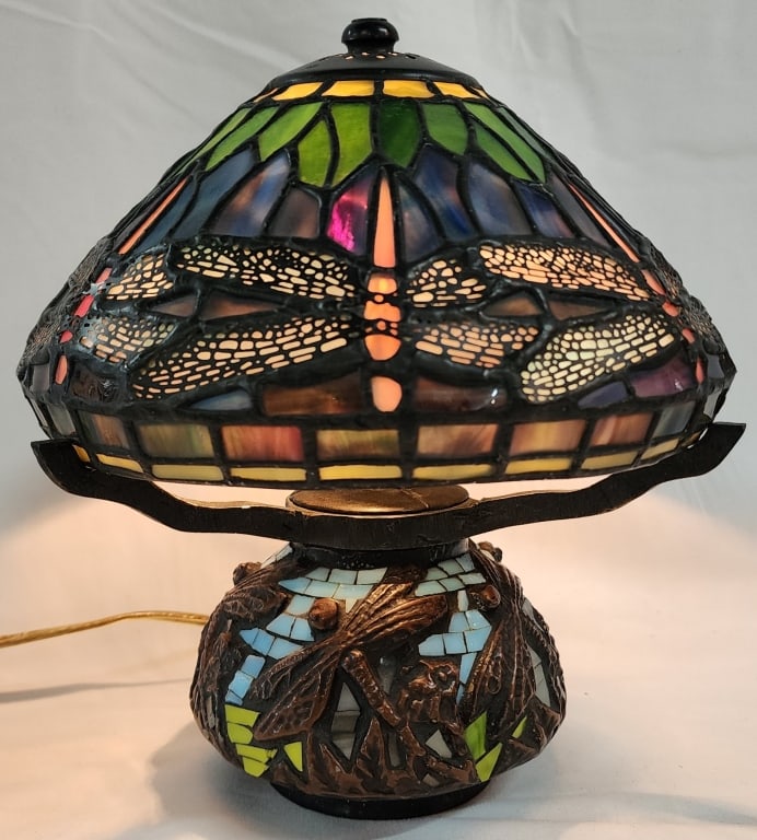 Mosaic & Stained Glass Dragonfly Lamp (1 of 4)