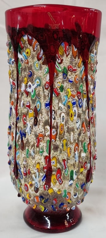 Signed Murano Glass Millefiori Vase (1 of 7)
