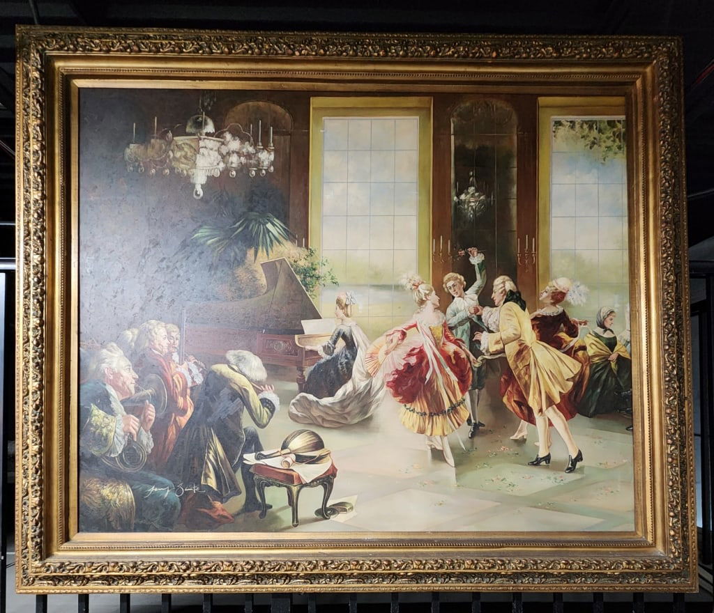 73" Signed Framed Oil on Canvas "Grand Banquet" (1 of 3)