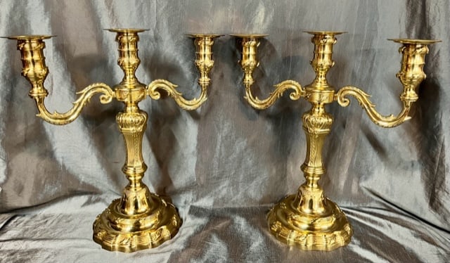Pair of Brass 3 Arm Candelabras (1 of 10)