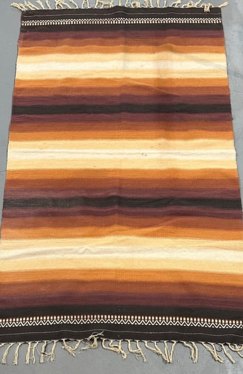 Woven Southwest Style Blanket: Woven southwest style blanket. Approx. 73"L x 44"W. Photos are considered part of the description and condition. GP-9