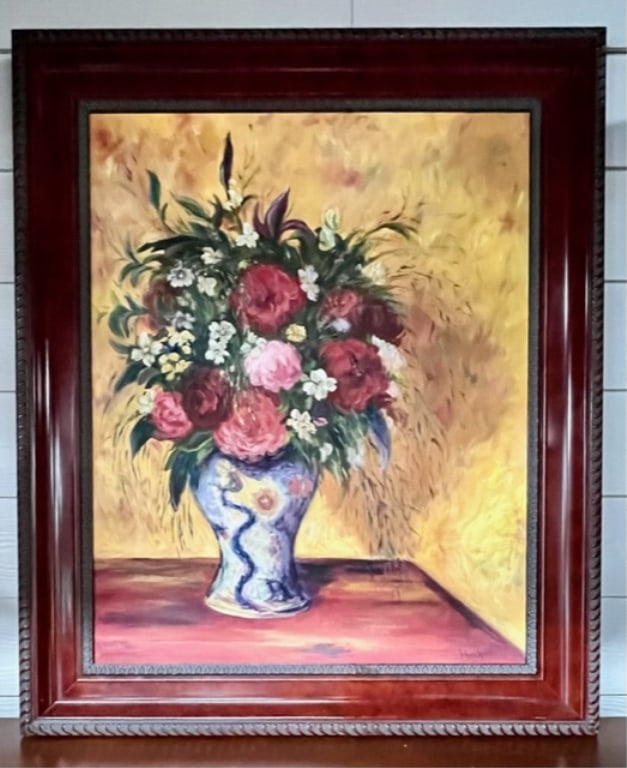 Oil on Canvas Signed K Lynch: Framed oil on canvas signed K Lynch. Approx. 37"H x 30.5"W. Photos are considered part of the description and condition.