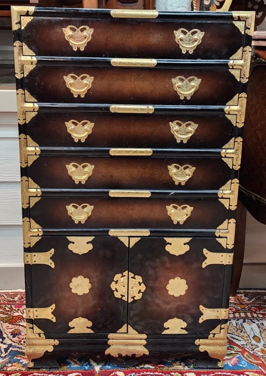 Vintage Korean Tansu Style 5 Drawer Chest (1 of 5)