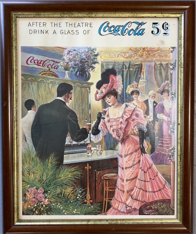 Vintage 1970's Framed Coca-Cola 5¢ Poster (1 of 5)
