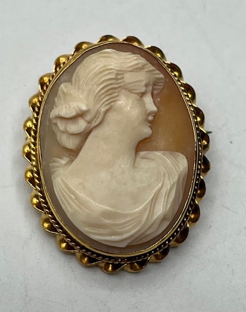 Beautiful 10k Shell Cameo Brooch (1 of 9)