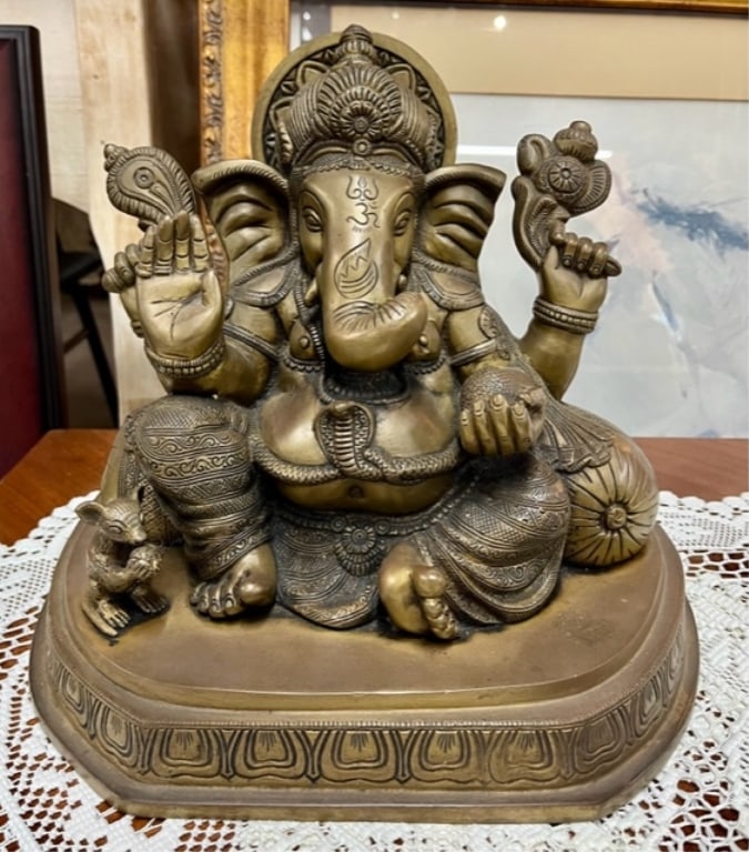 Heavy Brass Ganesha Statue (1 of 9)