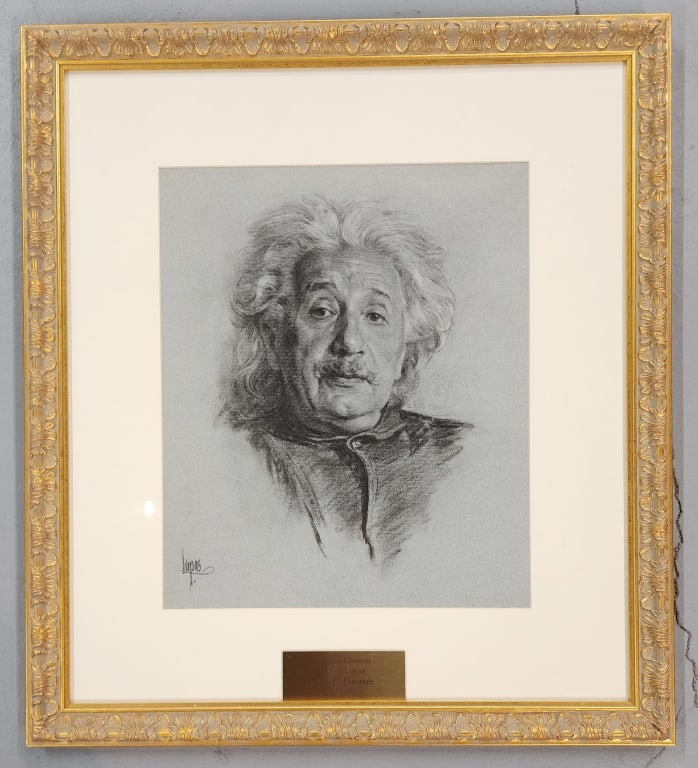 Albert Einstein Charcoal Signed Louis Lupas (1 of 5)