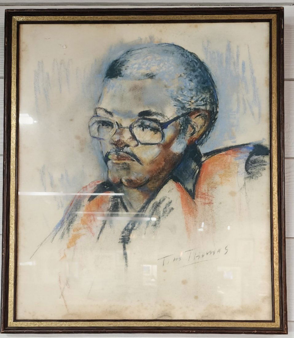 Vintage Framed Pastel Portrait Signed Tim Thomas (1 of 5)