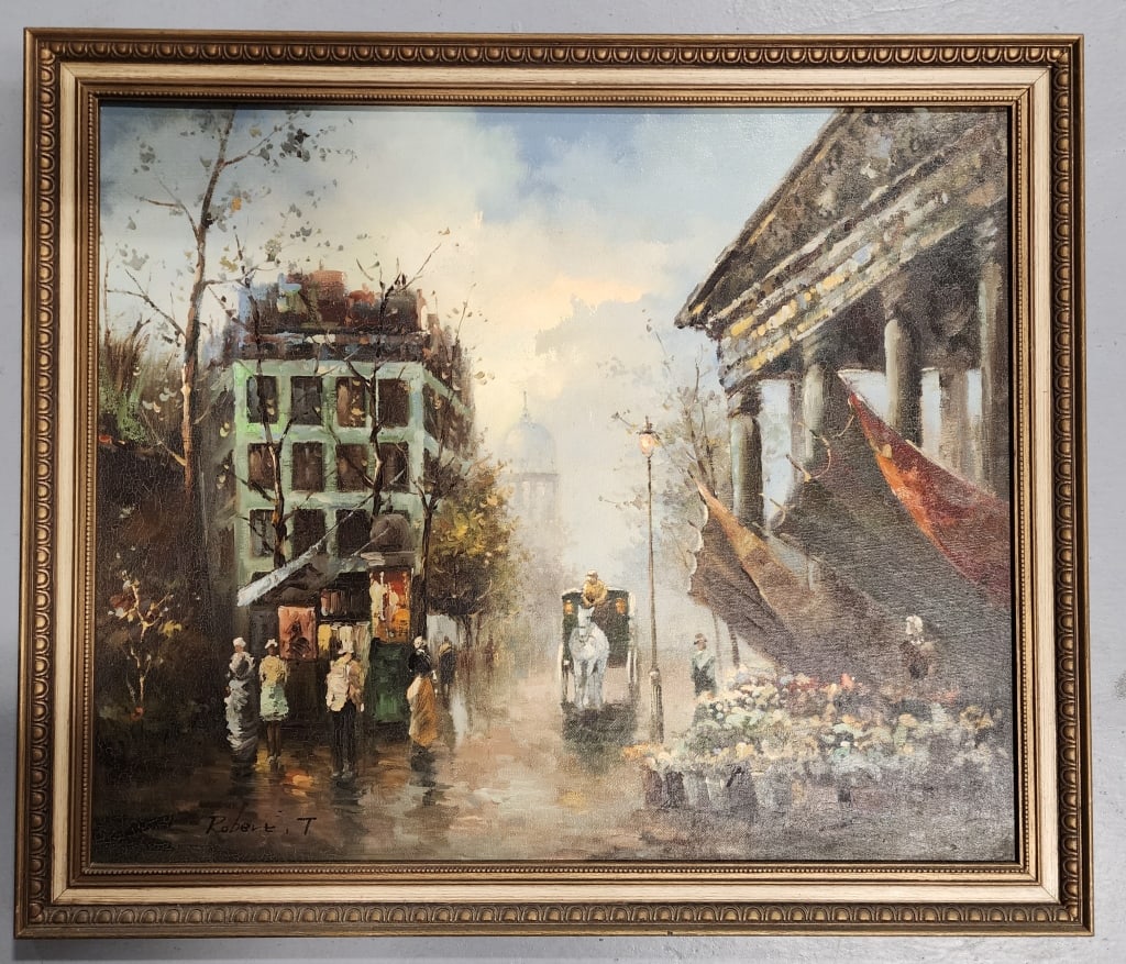 Signed Robert T Oil on Canvas Painting (1 of 5)