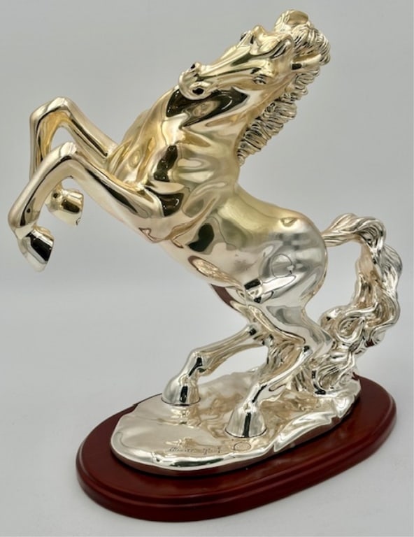 Signed Marcello Giorgio Silver Plated Horse Statue