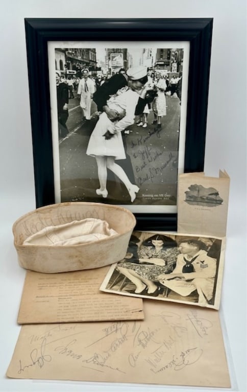 Collection of post WWII Signed Celebration  Photos, Papers, and Sailor Hat (1 of 11)