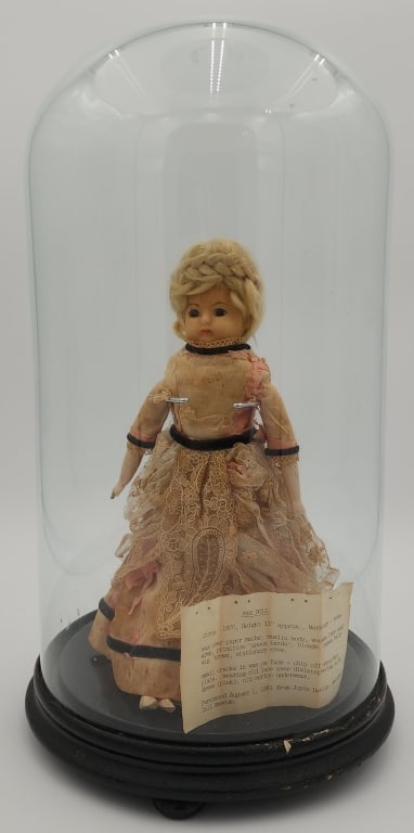 Antique 1870's Wax Doll in Display Case (1 of 9)