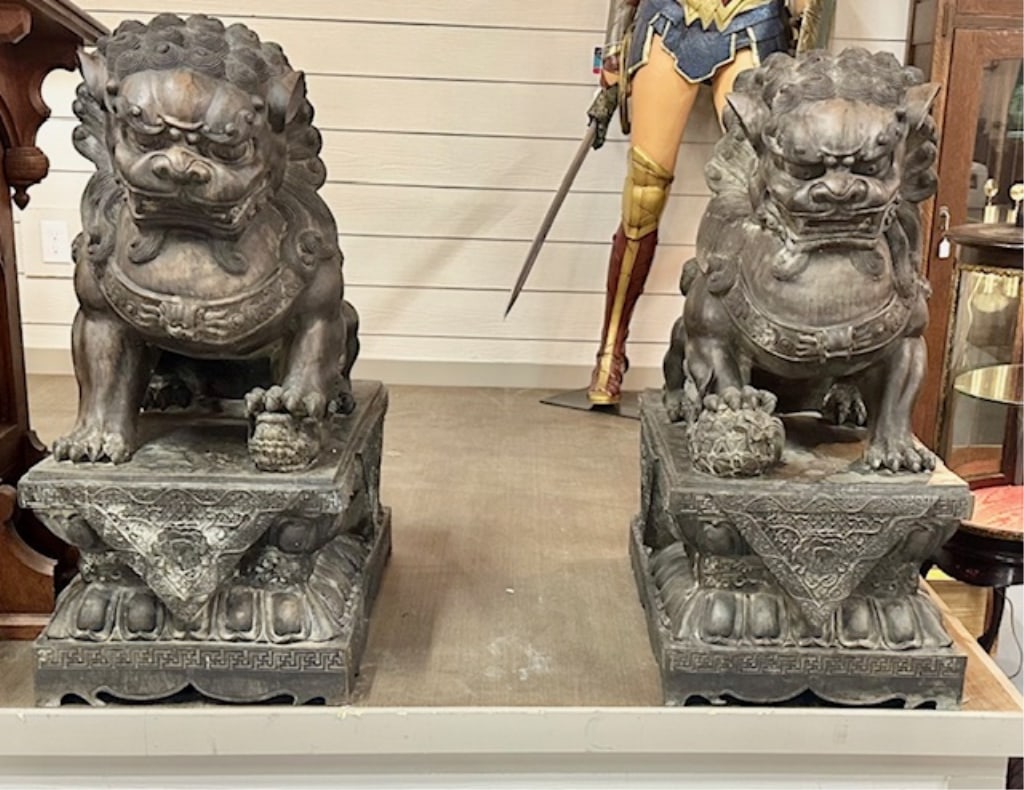 Pair of 38" Bronze Foo Dogs (1 of 5)