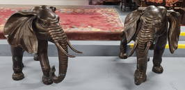 Pair of Large 3' x 4'  Bronze Elephant Sculptures