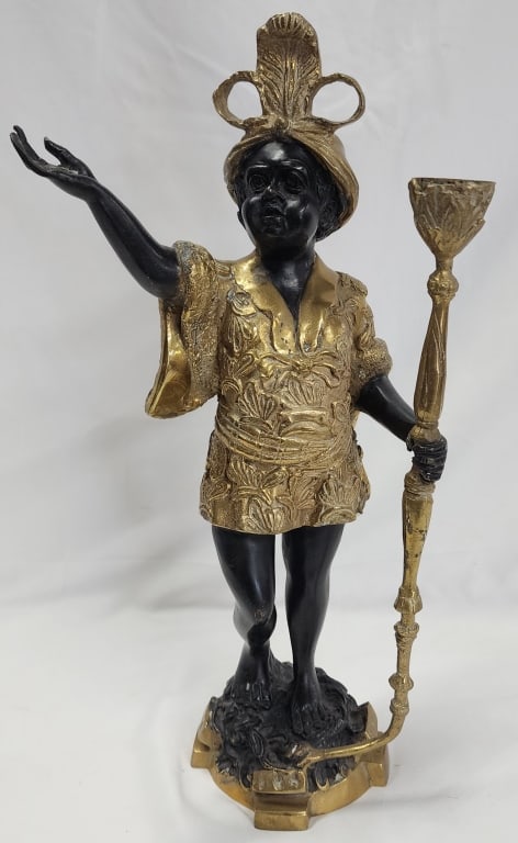 Cast Bronze Blackamoor: Cast Bronze Blackmoor Approx. 15.5"H Photos Are Considered Part Of The Description And Condition.