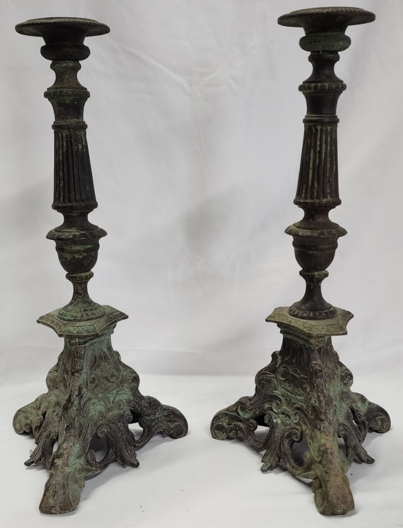 Pair of Brass Ornate Candle Stick Holders (1 of 5)