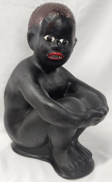 Black Americana Ceramic Sitting Boy (1 of 9)