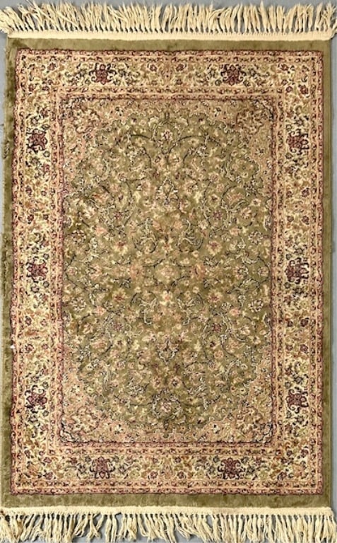 Hand Knotted Area Rug: Hand Knotted Area Rug. Has Wear. Approx. 60"x38" Photos Are Considered Part Of The Description And Condition.