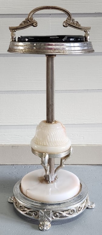 Vintage MCM Style Marble & Metal Standing Ashtray (1 of 7)