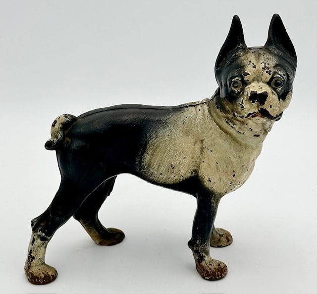 Cast Iron Boston Terrier Door Stop: Cast Iron Boston Terrier Door Stop. Approx. 9.5"H x 9"L x 4"W. Photos Are Considered Part Of The Description And Condition. R.