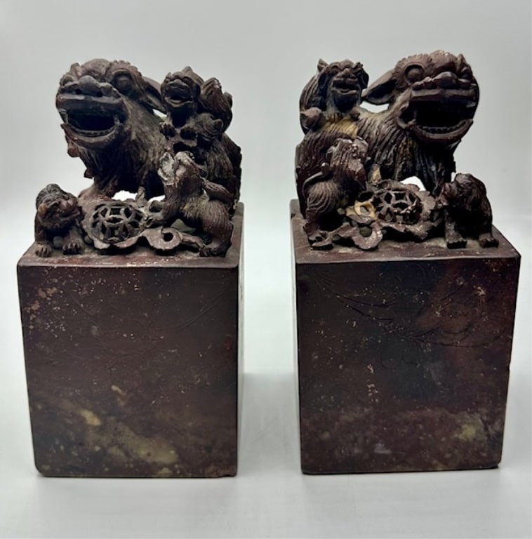 Early 19th Century Hand Carved Asian Foo Dogs (1 of 11)